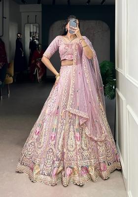 Purple Embroidery Net Lehenga Choli