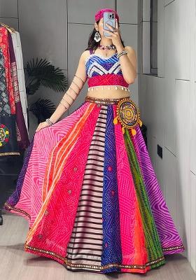 Multicolor Printed Georgette Lehenga Choli