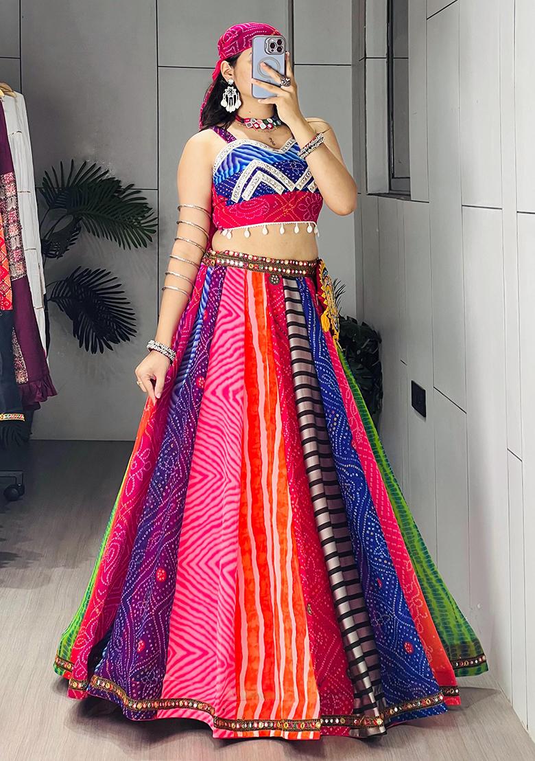 Multicolor Printed Georgette Lehenga Choli - Indya