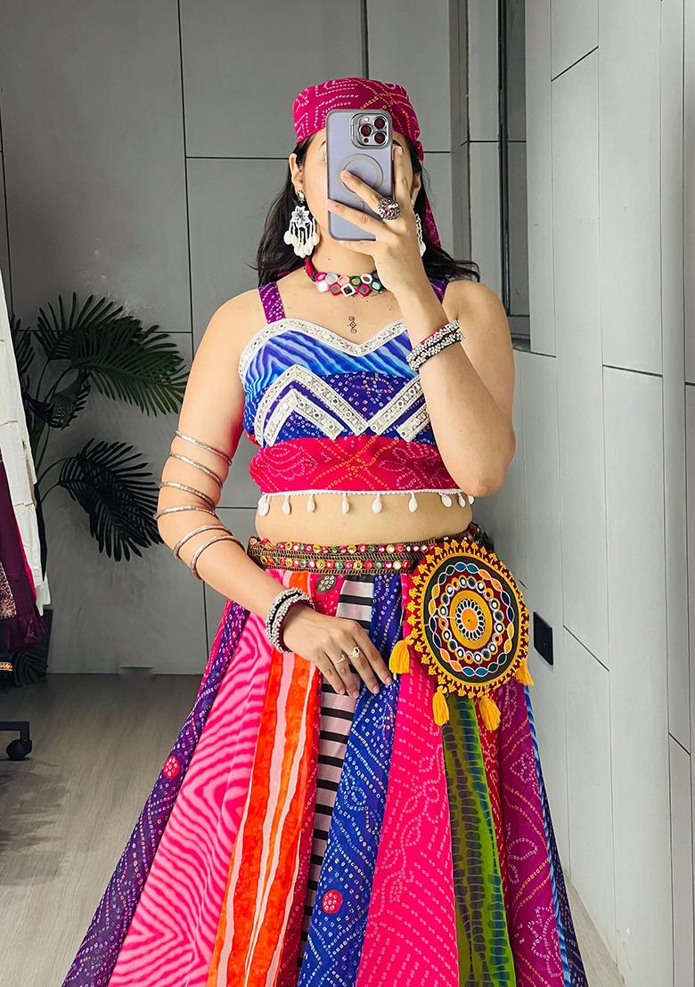Multicolor Printed Georgette Lehenga Choli - Indya