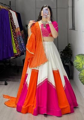 Pink Gota Lace Work Cotton Lehenga Choli