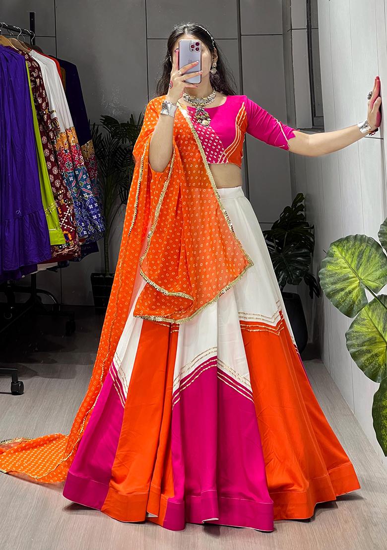 Pink Gota Lace Work Cotton Lehenga Choli - Indya