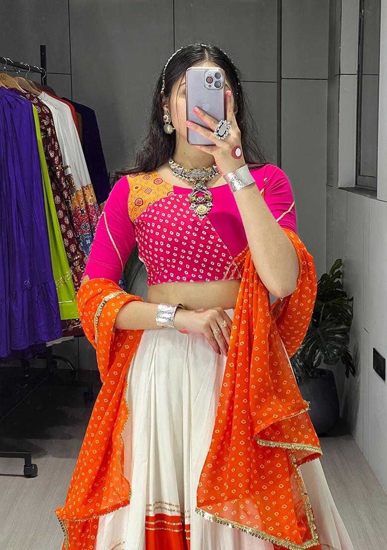 Pink Gota Lace Work Cotton Lehenga Choli - Indya