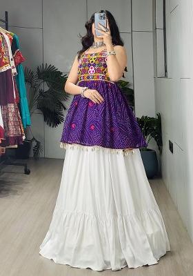 Purple Printed Cotton Lehenga Choli
