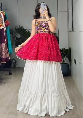 Rani Pink Printed Cotton Lehenga Choli