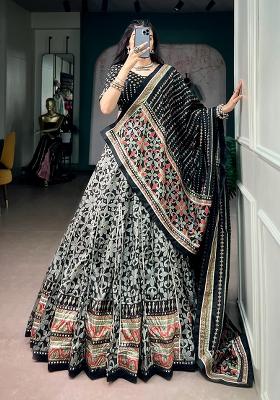 Black Gota Lace Work Silk Lehenga Choli