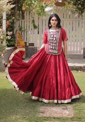 Maroon Kutchi Patchework Cotton Lehenga Choli