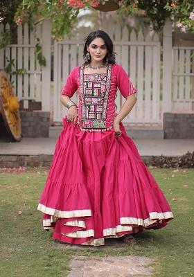 Pink Kutchi Patchework Cotton Lehenga Choli