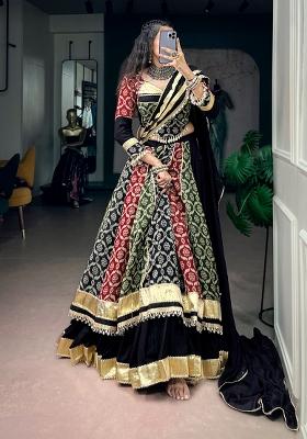 Black Printed Rayon Lehenga Choli