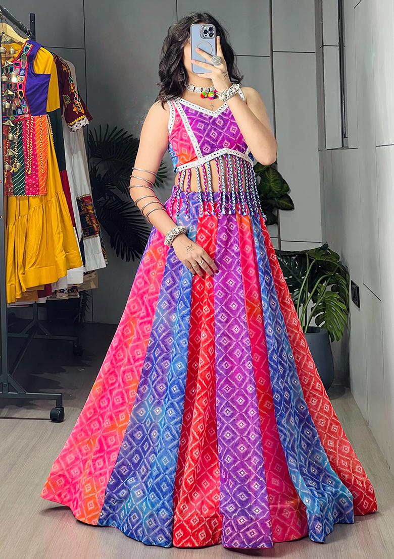 Pink Printed Lehenga Choli - Indya