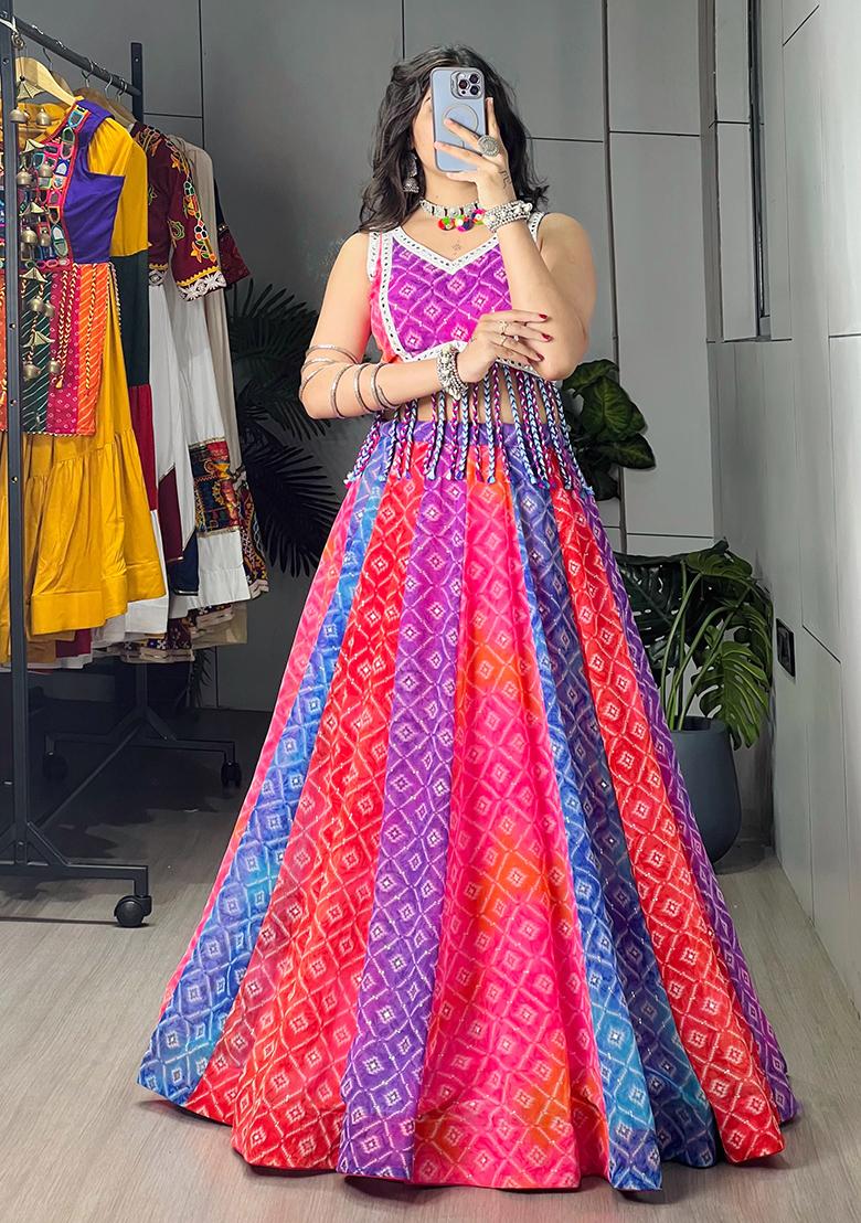 Pink Printed Lehenga Choli - Indya