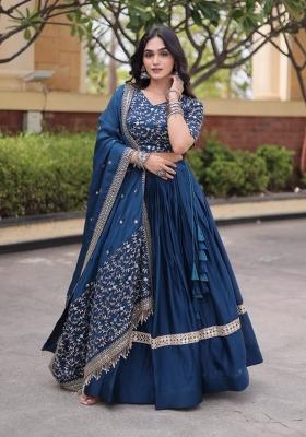 Rama Embroidery Satin Lehenga Choli