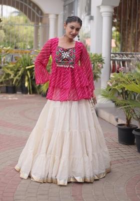 Pink Printed Cotton Lehenga Choli