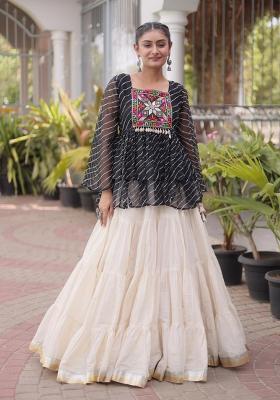 Black Printed Cotton Lehenga Choli