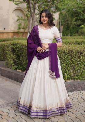 Purple Zari Work Jacquard Lehenga Choli