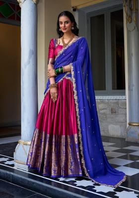 Blue Zari Work Narayan Pattu Lehenga Choli