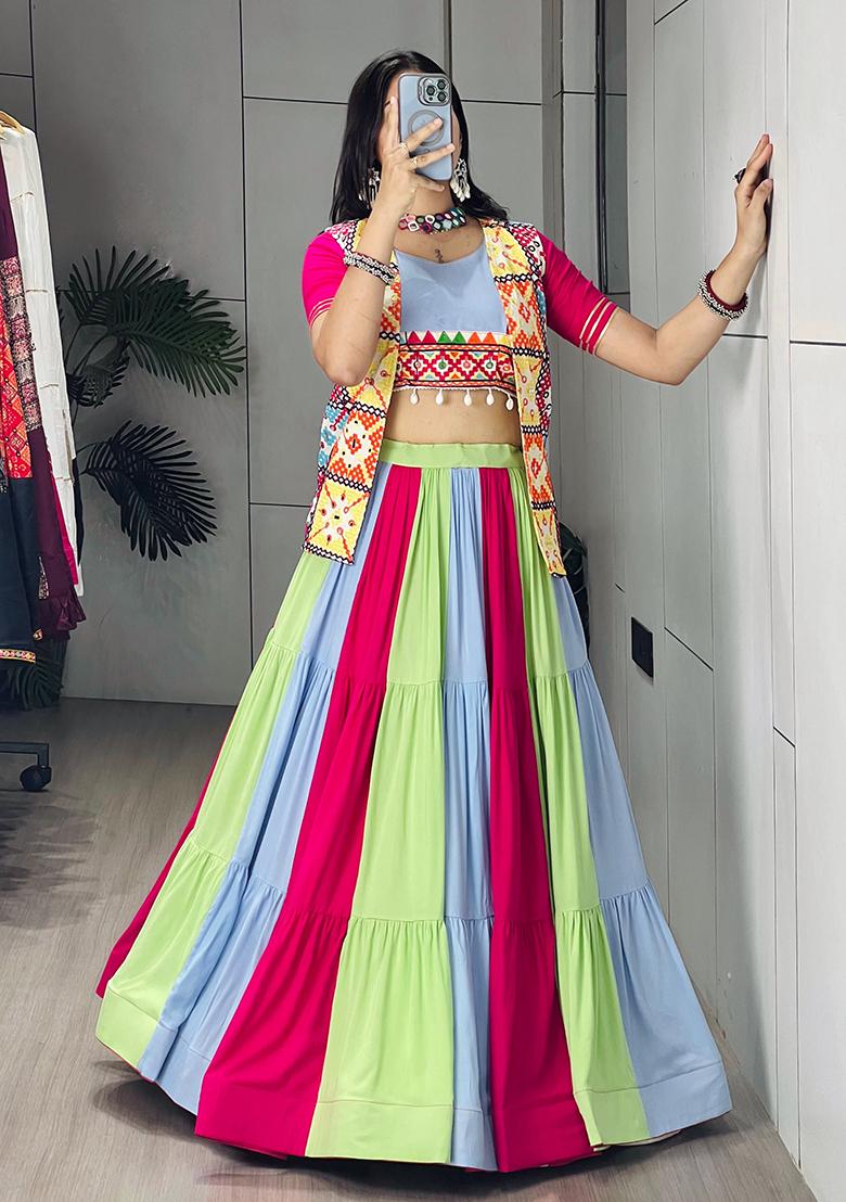 Multicolor Cotton Lehenga Choli - Indya