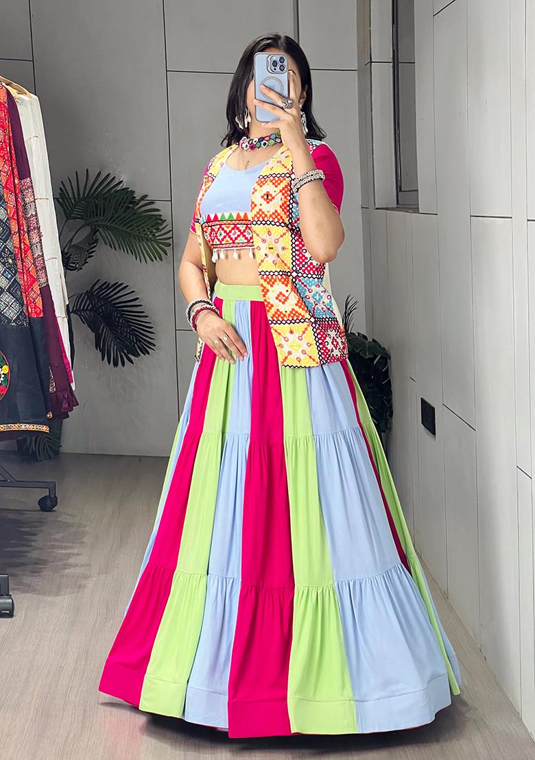 Multicolor Cotton Lehenga Choli - Indya