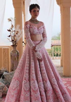 Pink Embroidery Silk Lehenga Set