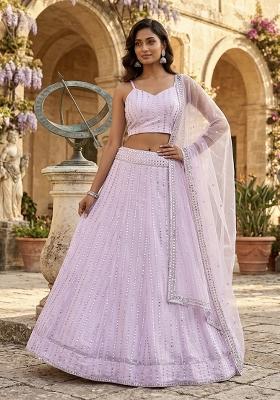 Pink Embroidery Georgette Lehenga Set