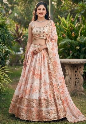 White Embroidery Organza Lehenga Set