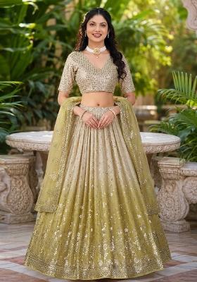 Yellow Embroidery Georgette Lehenga Set