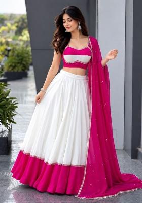 Pink Sequin Work Cotton Lehenga Set