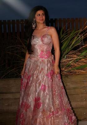 Pink Sequin Work Organza Lehenga Set