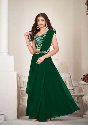 Green Georgette Lehenga Set with Embroidery for Diwali | Wedding & Festive Wear
