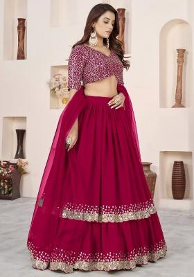 Pink Sequin Work Georgette Lehenga Set