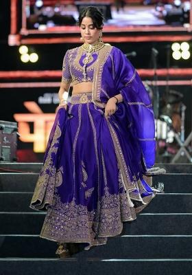 Purple Sequin Work Silk Sharara Set