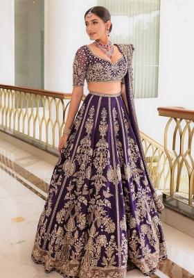 Purple Sequin Work Georgette Lehenga Choli