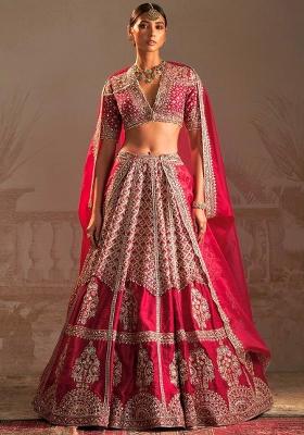 Red Sequin Work Silk Sharara Set