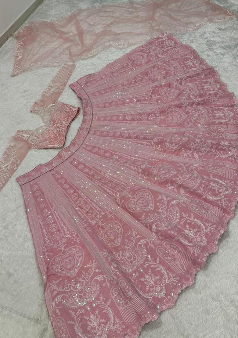 Pink Sequin Work Silk Sharara Set - Indya