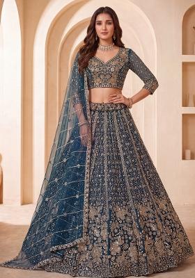 Rama Sequin Work Net Lehenga Set