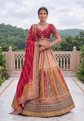 Maroon Embroidery Silk Lehenga Set
