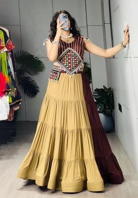 Brown Gota Patti Cotton Lehenga Set