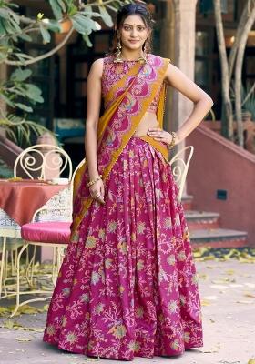 Pink Gota Patti Silk Lehenga Set