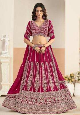 Pink Sequin Work Georgette Lehenga Set