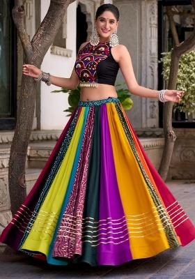 Multicolor Printed Rayon Lehenga Set
