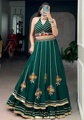Green Gota Patti Georgette Lehenga Set