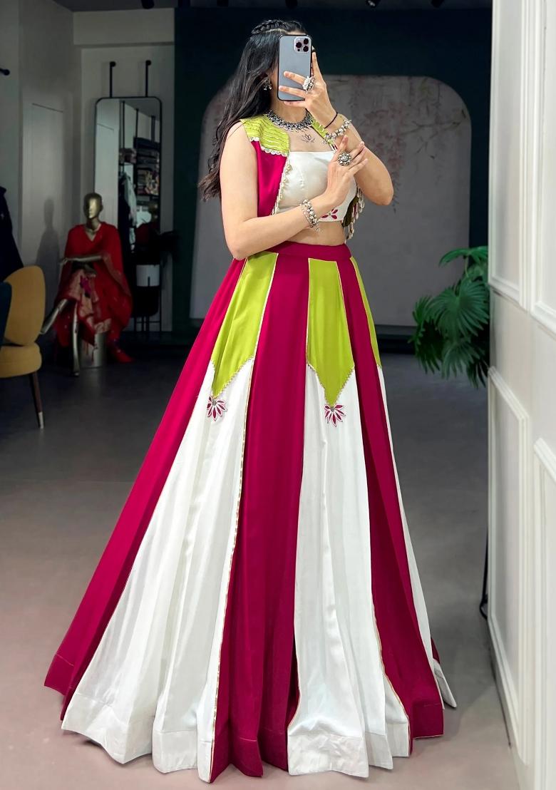 Multicolor Gota Patti Rayon Lehenga Set - Indya