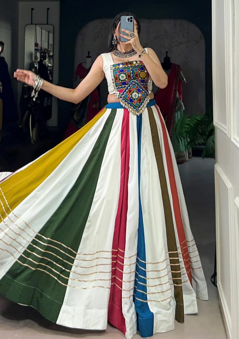 Multicolor Embroidered Rayon Lehenga Set - Indya