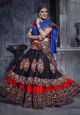 Red Embroidered Silk Lehenga Set