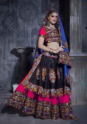 Pink Embroidered Silk Lehenga Set