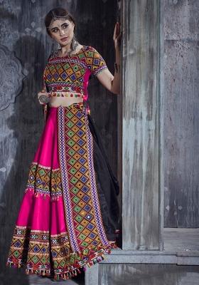 Pink Embroidered Silk Lehenga Set