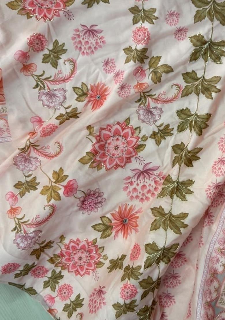 Pink Embroidered Silk Lehenga Set - Indya