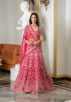 Rani Pink Sequin Work Satin Lehenga Set