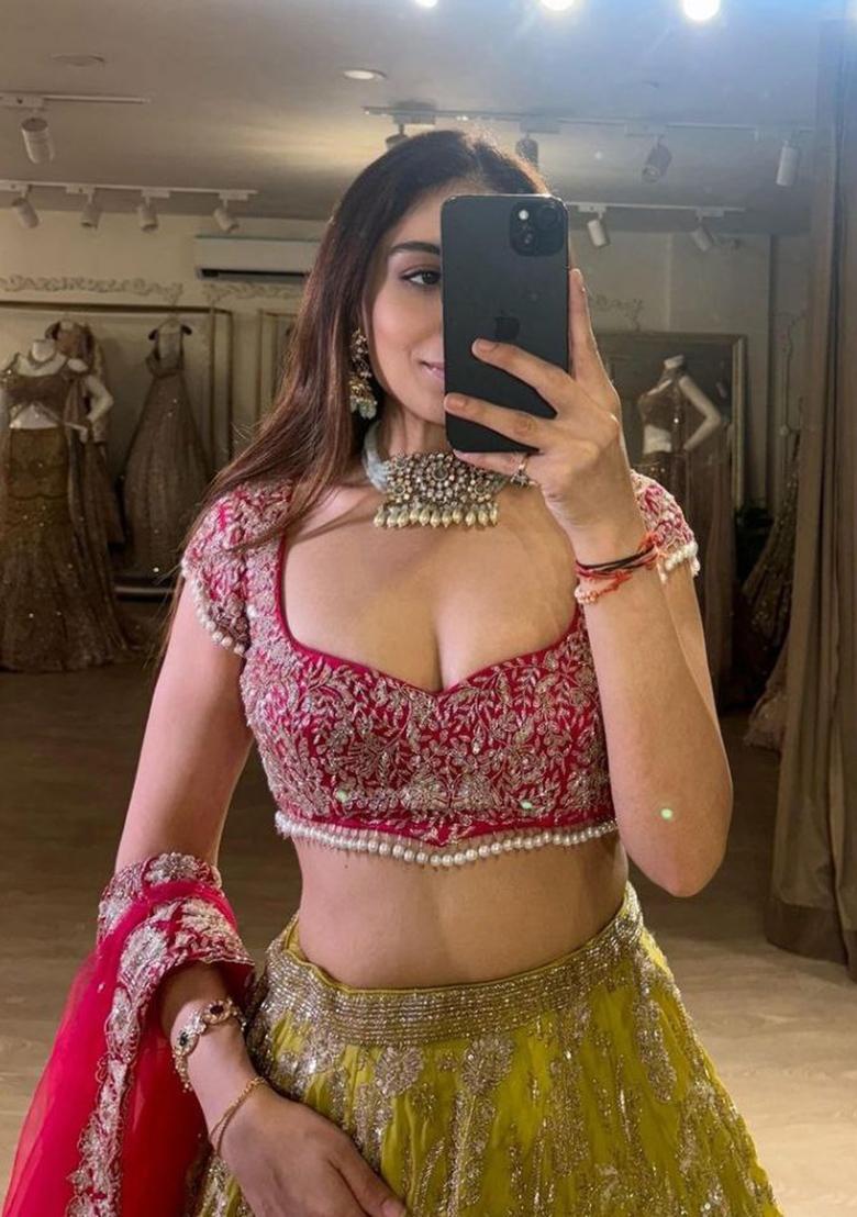 Nibu Sequin Work Georgette Lehenga Set - Indya