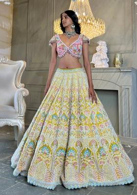 Yellow Embroidered Silk Lehenga Set